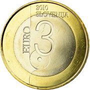 3 Euros World Book Capital, Ljubljana obverse image