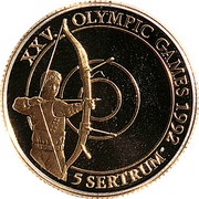 5 Sertrum XXV Summer Olympics, Bhutan, 1993 reverse image
