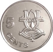 5 Cents - Elizabeth II 3rd portrait; magnetic reverse image