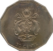 50 Cents - Elizabeth II 3rd portrait; non-magnetic, Solomon Islands, 1990-2005 reverse image