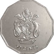 50 Cents - Elizabeth II 3rd portrait; magnetic, Solomon Islands, 2008-2010 reverse image
