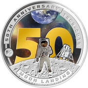 ½ Dollar - Elizabeth II 50th Anniversary of Moon Landing, Solomon Islands, 2019 reverse image