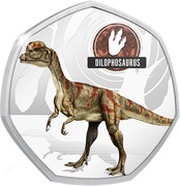50 Cents - Elizabeth II Dilophosaurus, Solomon Islands, 2021 reverse image