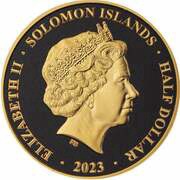 ½ Dollar - Elizabeth II Posthumous; Tutankhamun sarcophagus obverse image