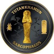 ½ Dollar - Elizabeth II Posthumous; Tutankhamun sarcophagus reverse image