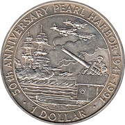 1 Dollar - Elizabeth II Pearl Harbor, Solomon Islands, 1991 reverse image