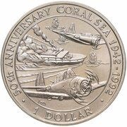 1 Dollar - Elizabeth II 50th Anniversary of the Coral Sea, Solomon Islands, 1992 reverse image