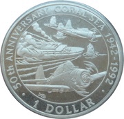 1 Dollar - Elizabeth II 50th Anniversary of the Coral Sea, Solomon Islands, 1992 reverse image