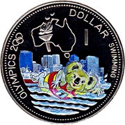 1 Dollar - Elizabeth II Swimming, Solomon Islands, 2000 reverse image