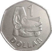 1 Dollar - Elizabeth II 3rd portrait; magnetic, Solomon Islands, 2008-2010 reverse image
