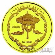 1000 Ngultrums Buddhist World Heritage; Thailand obverse image