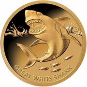 1 Dollar - Elizabeth II Great White Shark, Solomon Islands, 2019 reverse image