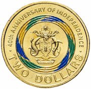 2 Dollars - Elizabeth II 40th Anniversary of Independence reverse image
