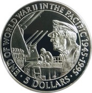 5 Dollars - Elizabeth II World War II, Solomon Islands, 1995 reverse image