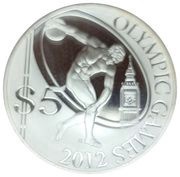 5 Dollars - Elizabeth II Discus Thrower, Solomon Islands, 2008 reverse image