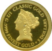 5 Dollars - Elizabeth II Classic Gold, Solomon Islands, 2013 reverse image