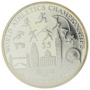 5 Dollars - Elizabeth II World Athletic Championship, Solomon Islands, 2017 reverse image