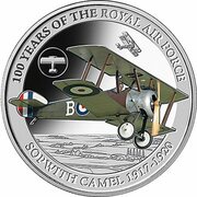 5 Dollars - Elizabeth II Sopwith Camel, Solomon Islands, 2018 reverse image