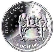 5 Dollars - Elizabeth II Bobsleigh, Solomon Islands, 2018 reverse image