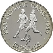 10 Dollars - Elizabeth II Olympics 1984, Solomon Islands, 1984 reverse image