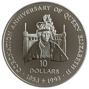 10 Dollars - Elizabeth II Coronation Jubilee, Solomon Islands, 1992 reverse image