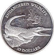 10 Dollars - Elizabeth II Saltwater Crocodile, Solomon Islands, 1992 reverse image