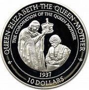 10 Dollars - Elizabeth II Coronation of the Queen Mother in 1937, Solomon Islands, 1995 reverse image
