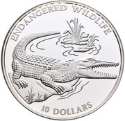 10 Dollars - Elizabeth II Crocodile, Solomon Islands, 1996 reverse image