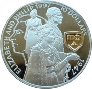 10 Dollars - Elizabeth II Golden Wedding Anniversary, Solomon Islands, 1997 reverse image
