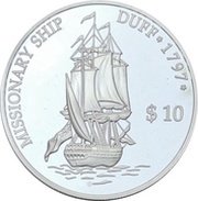 10 Dollars - Elizabeth II Missionary ship Duff, Solomon Islands, 2000 reverse image