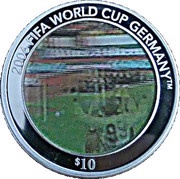 10 Dollars - Elizabeth II 2006 FIFA World Cup, Germany, Solomon Islands, 2005 reverse image