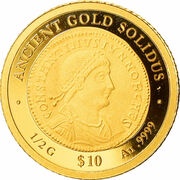 10 Dollars - Elizabeth II Ancient Gold Solidus, Solomon Islands, 2014 reverse image