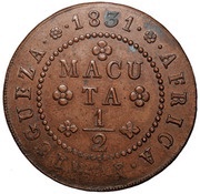 ½ Macuta - Miguel I Pattern, Angola, 1831 reverse image