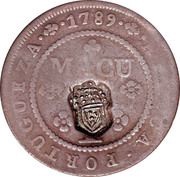 ½ Macuta - Maria II Countermark "CROWNED SHIELD" over "¼ Macuta, Maria I" obverse image