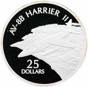25 Dollars - Elizabeth II AV-8B Harrier II, Solomon Islands, 2003 reverse image