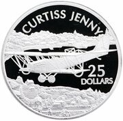 25 Dollars - Elizabeth II Curtiss Jenny, Solomon Islands, 2003 reverse image