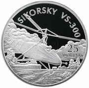25 Dollars - Elizabeth II Sikorsky VS-300, Solomon Islands, 2003 reverse image