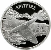 25 Dollars - Elizabeth II Spitfire, Solomon Islands, 2003-2005 reverse image