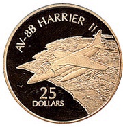 25 Dollars - Elizabeth II AV-8B Harrier II, Solomon Islands, 2005 reverse image