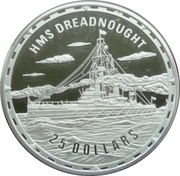 25 Dollars - Elizabeth II HMS Dreadnought, Solomon Islands, 2006 reverse image
