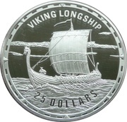 25 Dollars - Elizabeth II Viking Longship, Solomon Islands, 2006 reverse image