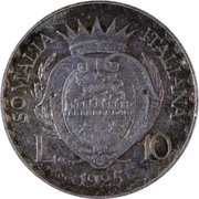 10 Lire - Vittorio Emanuelle III Prova, Somalia, 1925 reverse image