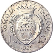 10 Lire - Vittorio Emanuelle III Prova di stampa, Somalia, 1925 reverse image