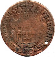 40 Reis - João Prince Countermark "SHIELD" coinage over "XX Réis, Pedro II", Angola, 1809 reverse image