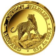 20 Shillings Leopard; Gold, Somalia, 2022 reverse image