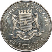 25 Shillings Wildlife of Somalia and East Africa obverse image