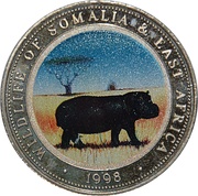 25 Shillings Wildlife of Somalia and East Africa, Somalia, 1998 reverse image