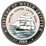 25 Shillings Cutty Sark, Somalia, 1998 reverse image