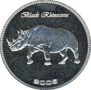 25 Shillings Black Rhinoceros, Somalia, 2006 reverse image