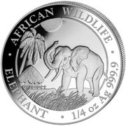 25 Shillings Elephant, Somalia, 2017 reverse image